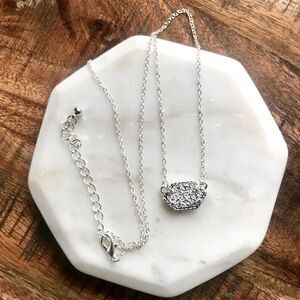 Silver Dainty Druzy Stone Layer Necklace Jewelry Women Minimalist Classic Chic
